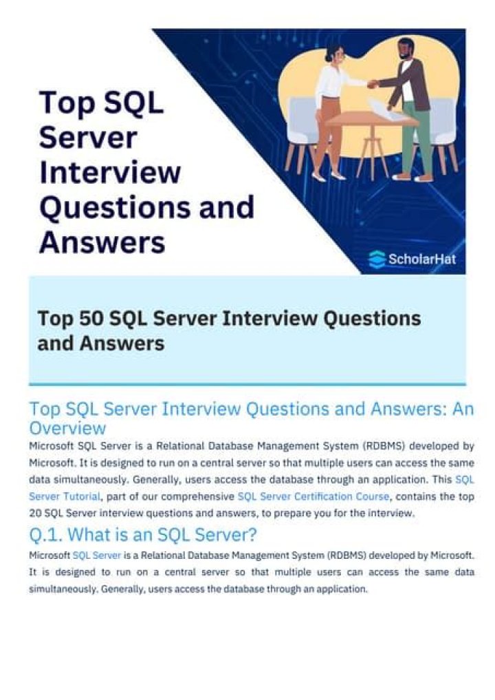 Top SQL Server Interview Questions PDF for 2024