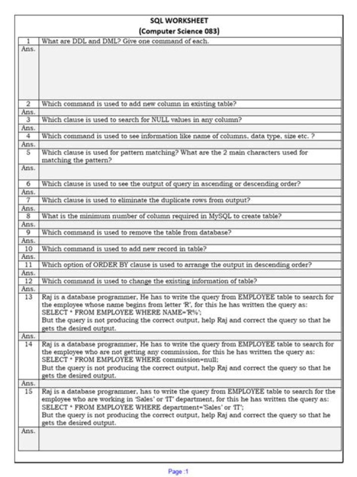 SQL Worksheet PDF: Master Database Queries with Step-by-Step Guides