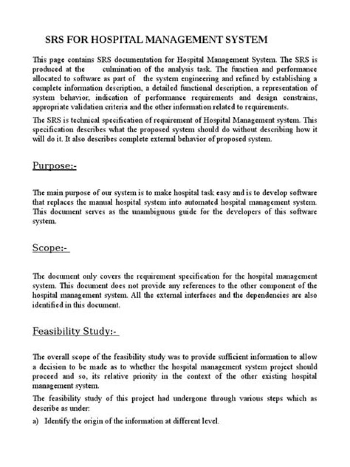 SRS for Hospital Management System PDF – Full Technical Requirements