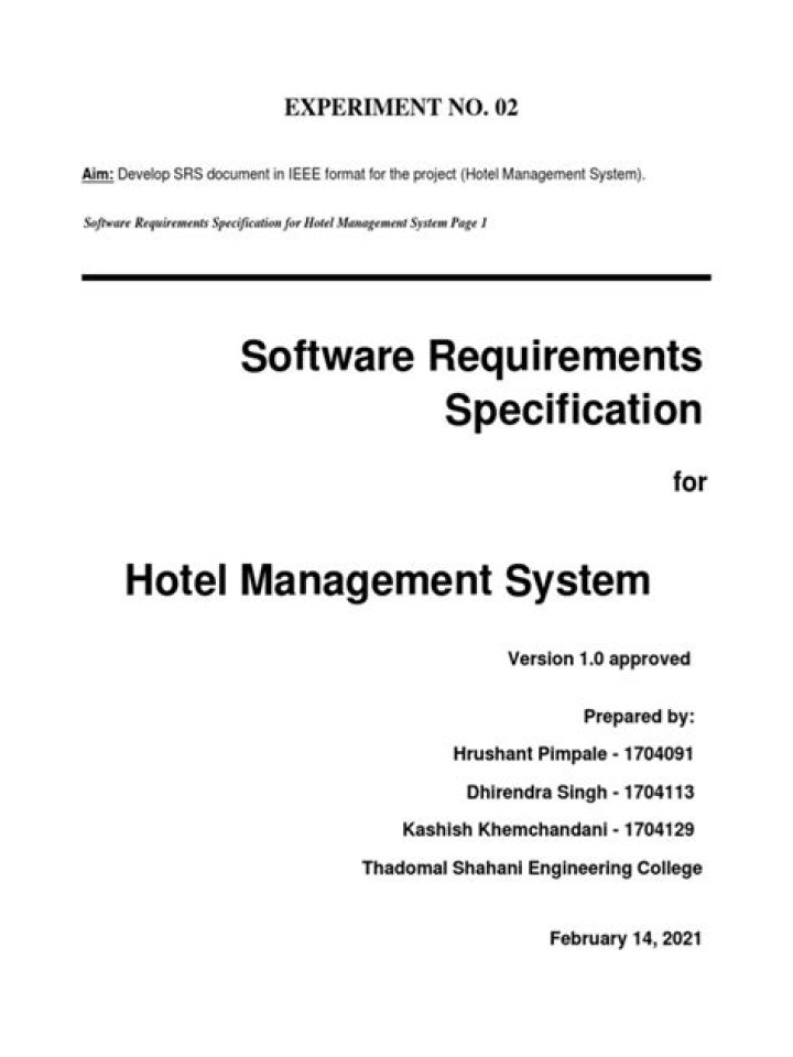 SRS for Hotel Management System PDF: Key Features & Benefits