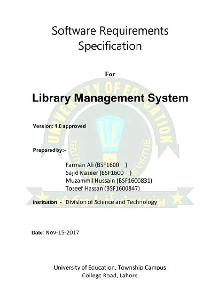 Comprehensive SRS of Library Management System PDF Guide