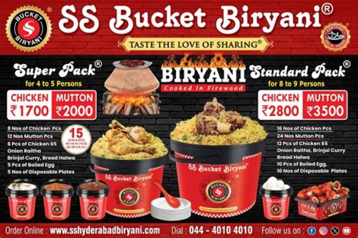 SS Hyderabad Bucket Biryani Price List PDF Download Now