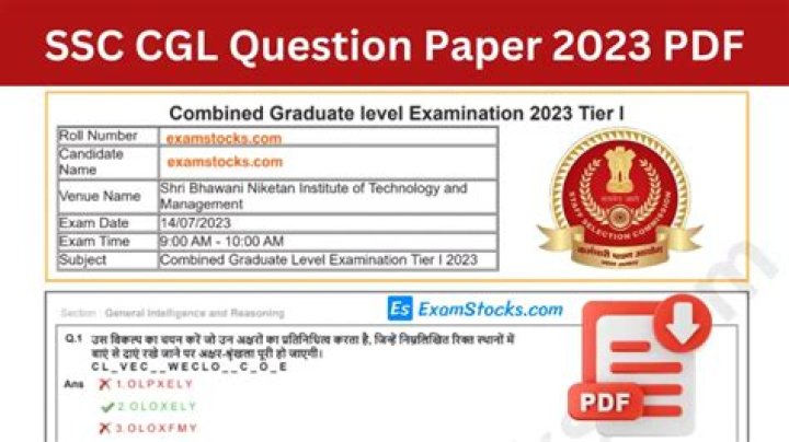 SSC CGL 2023 Question Paper PDF – Download Official Exam Sample