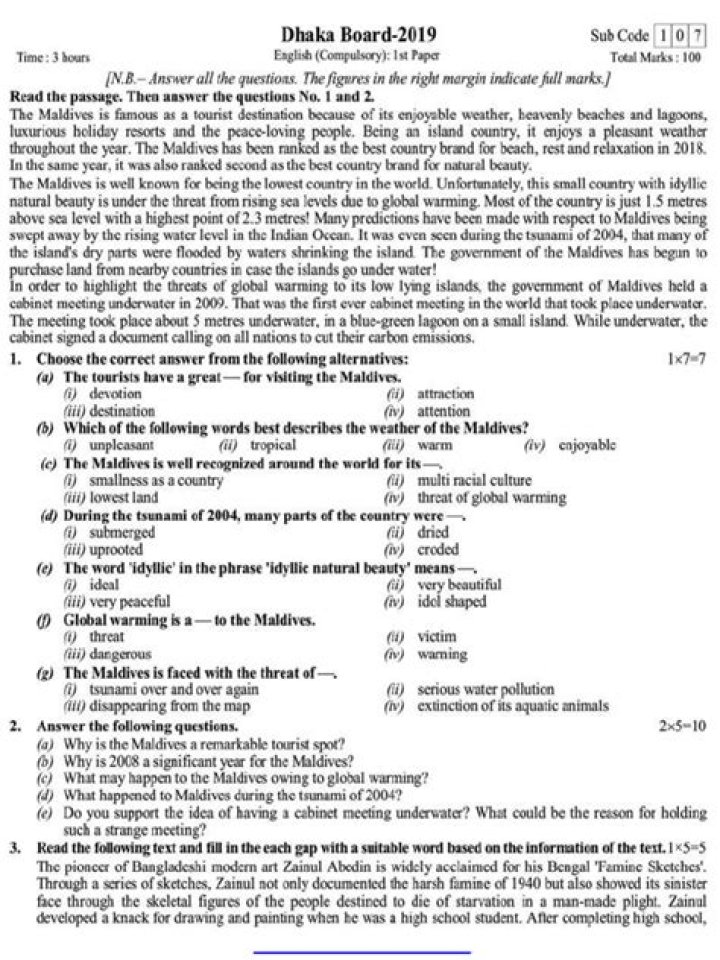 SSC English 1st Paper Question 2019 Dhaka Board PDF – Exam Questions & Solutions