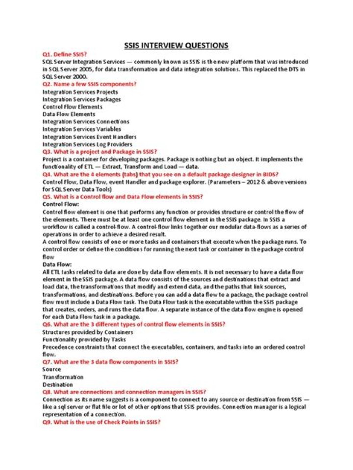 Top SSIS Interview Questions PDF for Success in Data Integration
