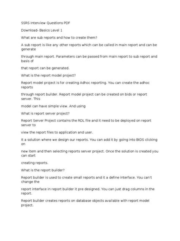 Top SSRS Interview Questions PDF: Expert Guide for Beginners & Pros