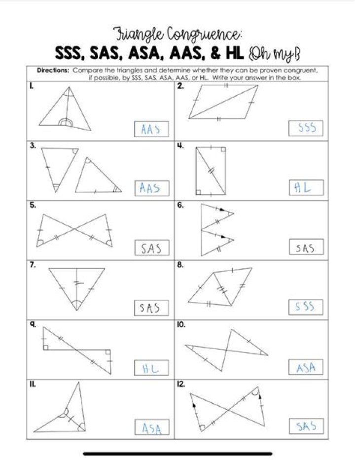 SSS and SAS Congruence Worksheet PDF – Master Statistical Tests
