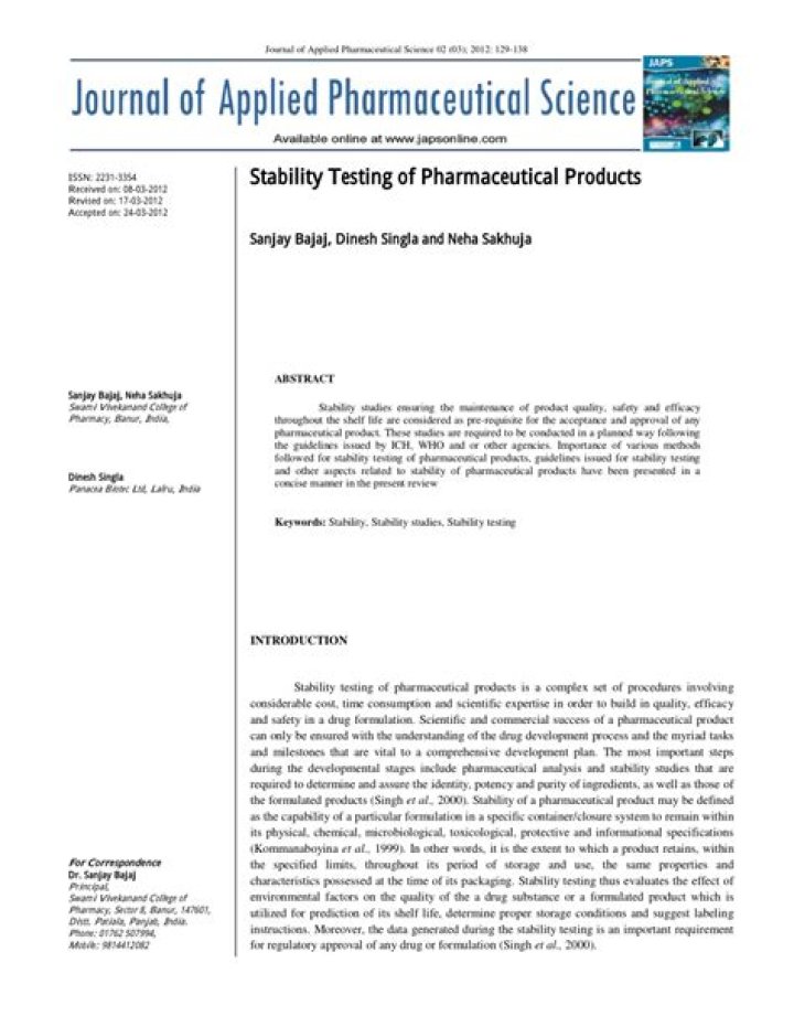 Stability Testing of Pharmaceutical Products PDF – Essential Guidelines