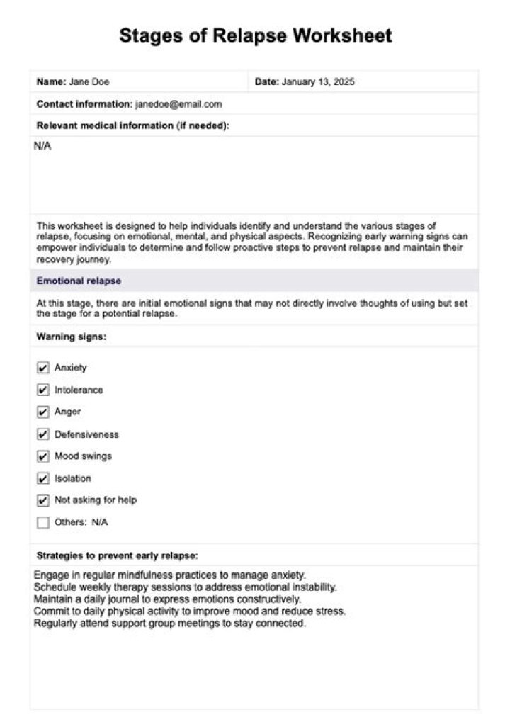Stages of Relapse Worksheet PDF: Essential Tool for Recovery Tracking