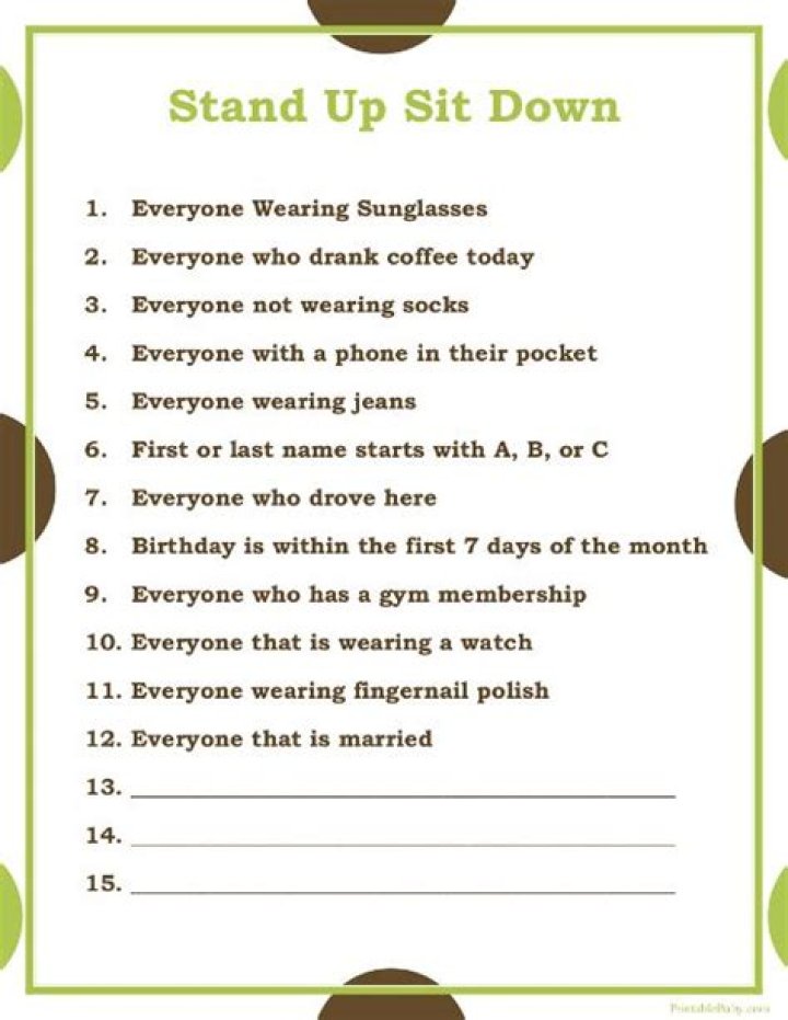 Stand Up Sit Down Questions for Students PDF – Interactive Classroom Activities