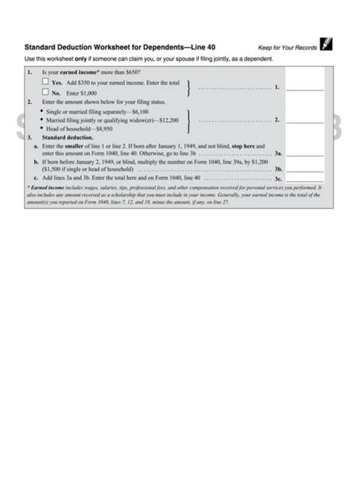 Standard Deduction Worksheet for Dependents 2024 PDF – Free Download