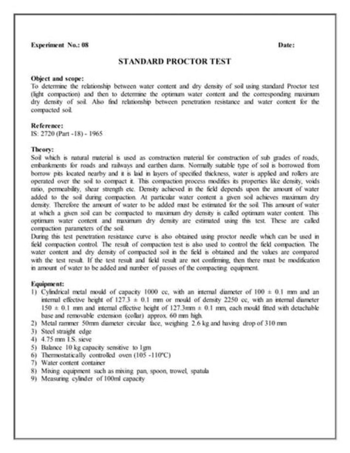 Standard Proctor Test ASTM D698 PDF – Test Procedure & Guide