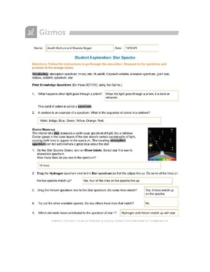 Star Spectra Gizmo Answers PDF: Expert Guide to Stellar Analysis