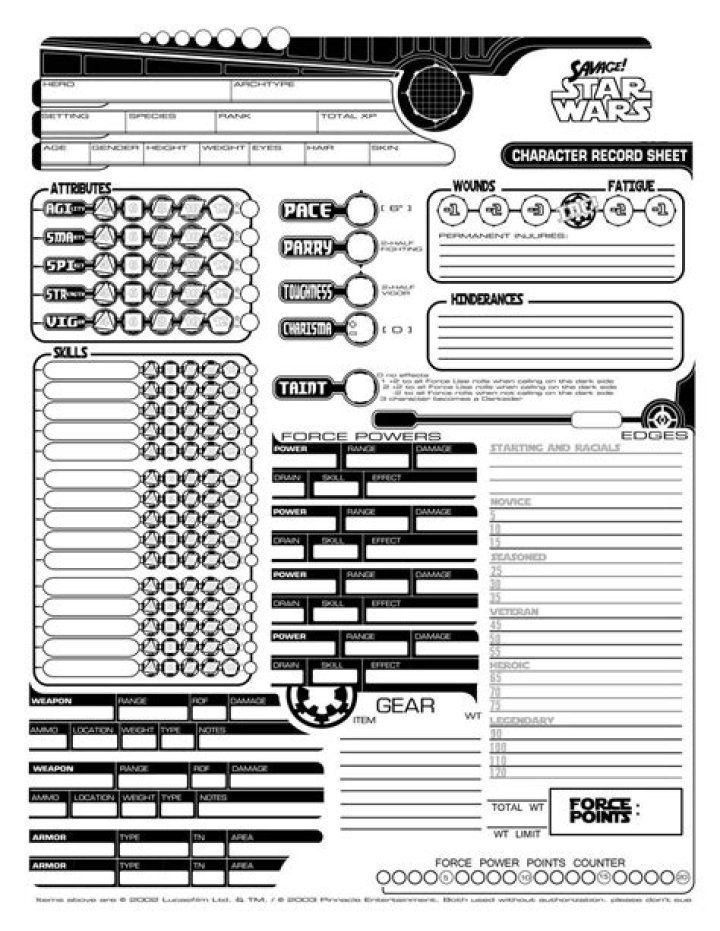 Free Star Wars D20 Character Sheet PDF – Instant Game Ready