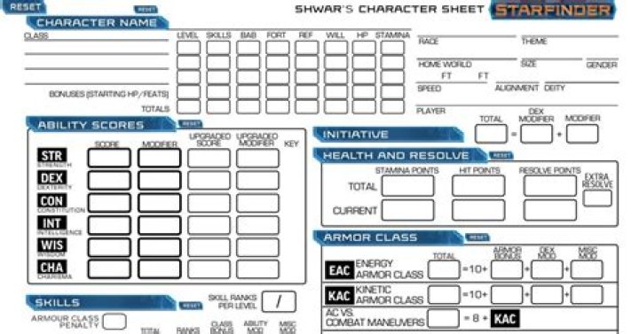 Download Free Starfinder PDF Character Sheet for RPG Gamers