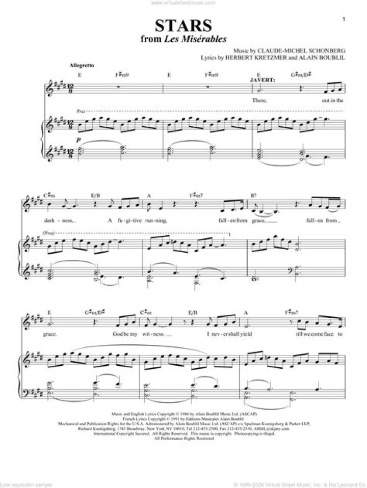 Stars Les Miserables Sheet Music PDF Download