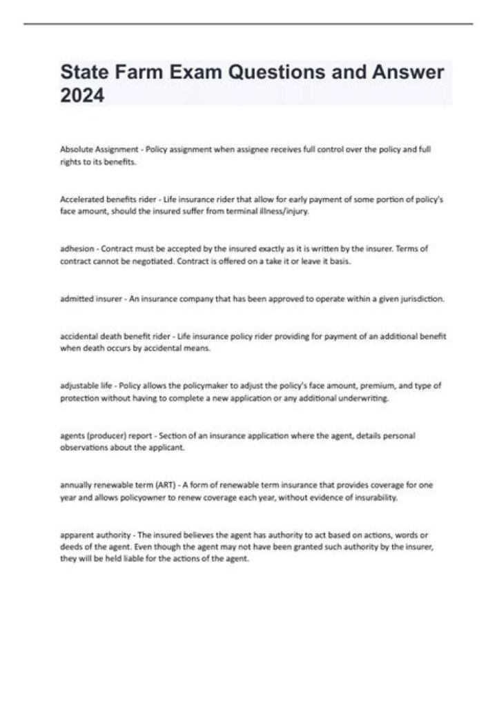 State Farm Staff Agreement Assessment Test Answers PDF – Official Exam Answers