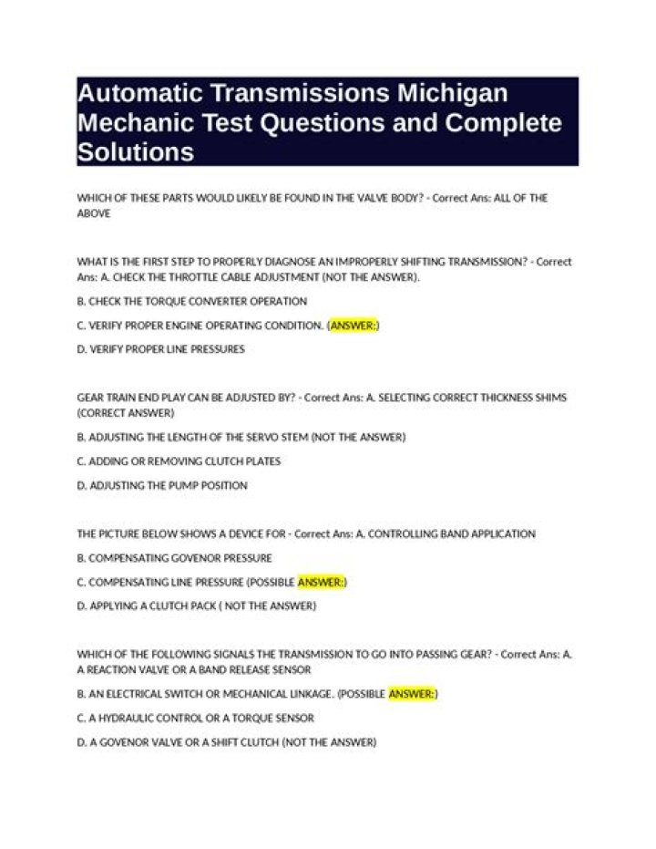 State of Michigan Mechanic Test Answers PDF – Free Download