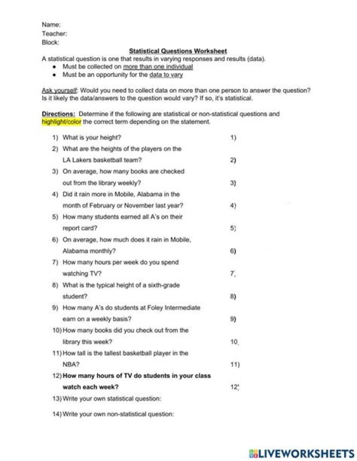 Statistical Questions PDF: Essential Queries for Data Analysis