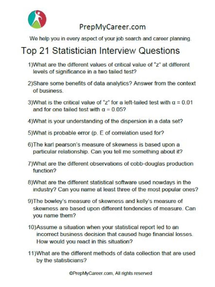 Top Statistician Interview Questions & Answers PDF: Expert Tips