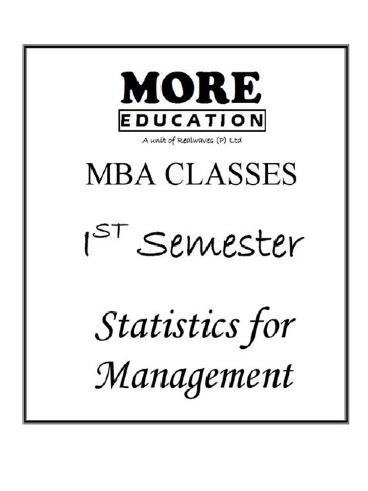 Statistics for Management MBA 1st Sem PDF: Key Insights & Practice Tools