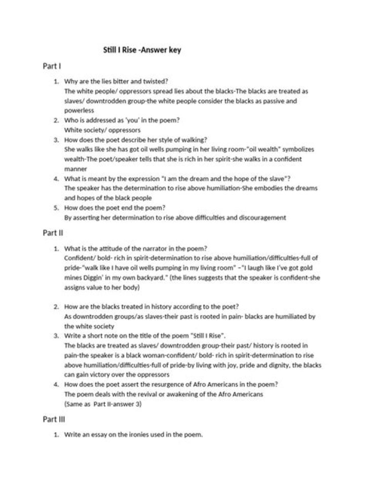 Still I Rise: Essential Questions & Answers PDF