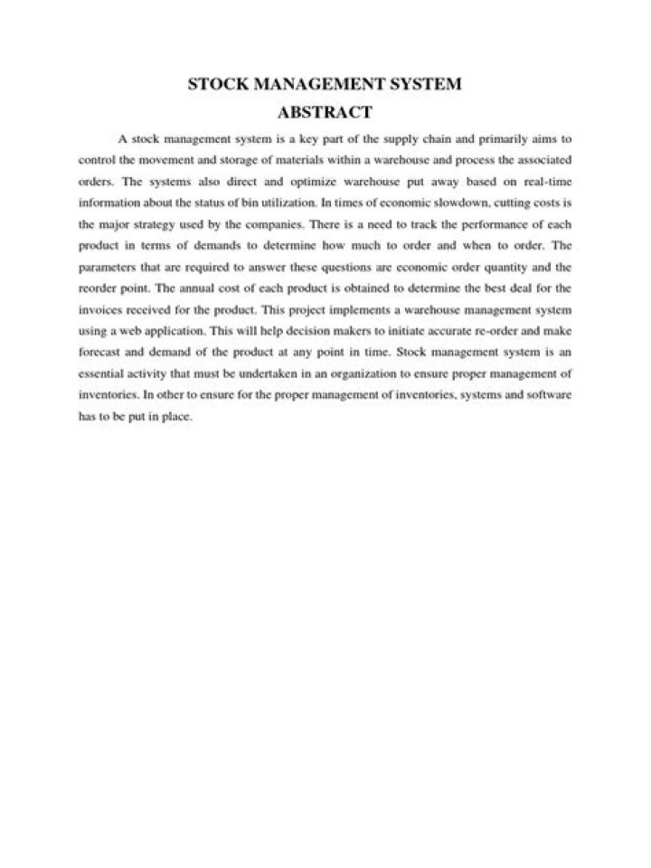 Essential Stock Management System PDF for Efficient Inventory Control
