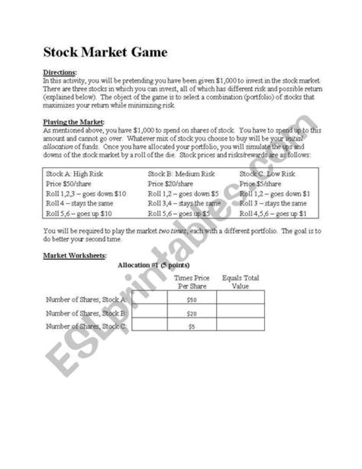 Free Stock Market Game Worksheet PDF – Learn Trading with Fun