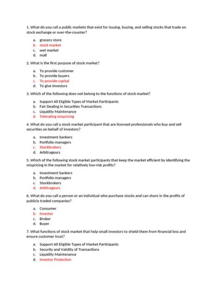Master the Stock Market with Quiz Questions & Answers PDF