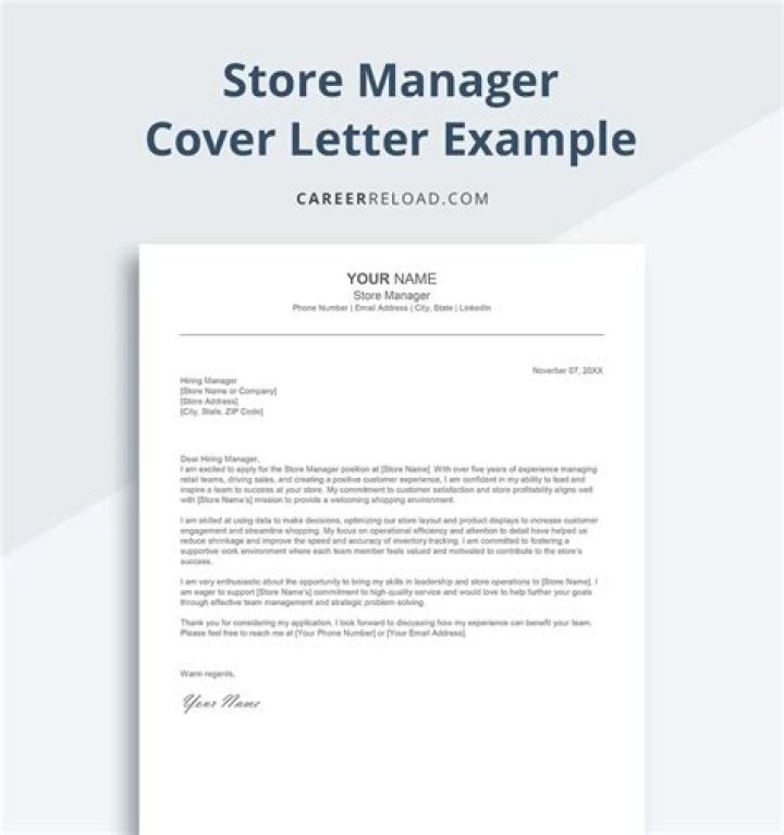 Professional Store Manager Cover Letter PDF for Impressive Job Applications