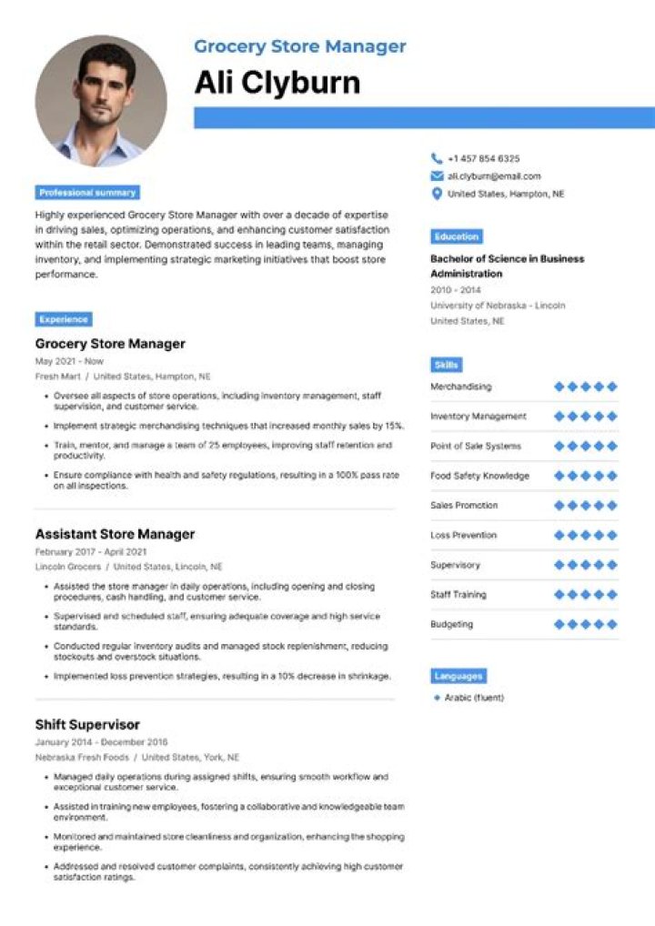 Store Manager CV PDF Template – Download Professional Job Application