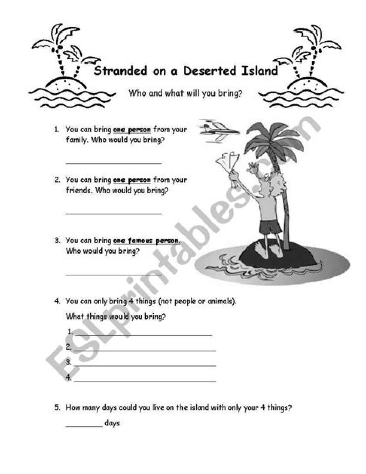 Desert Island Survival Worksheet Worksheet PDF