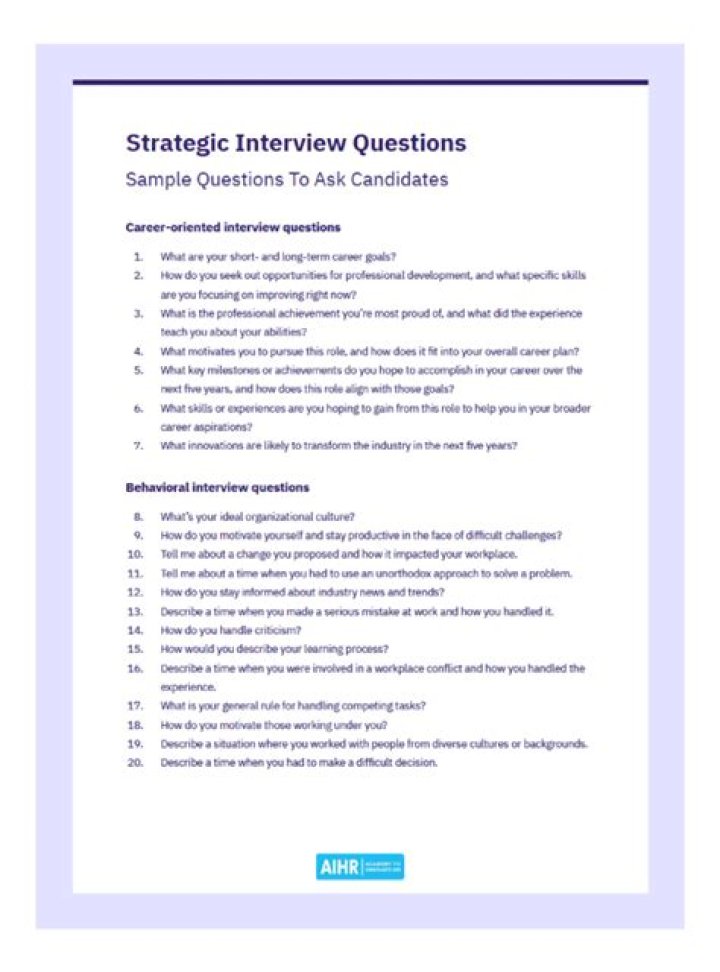 Strategic Interview Questions to Ask Candidates PDF – Hiring Experts