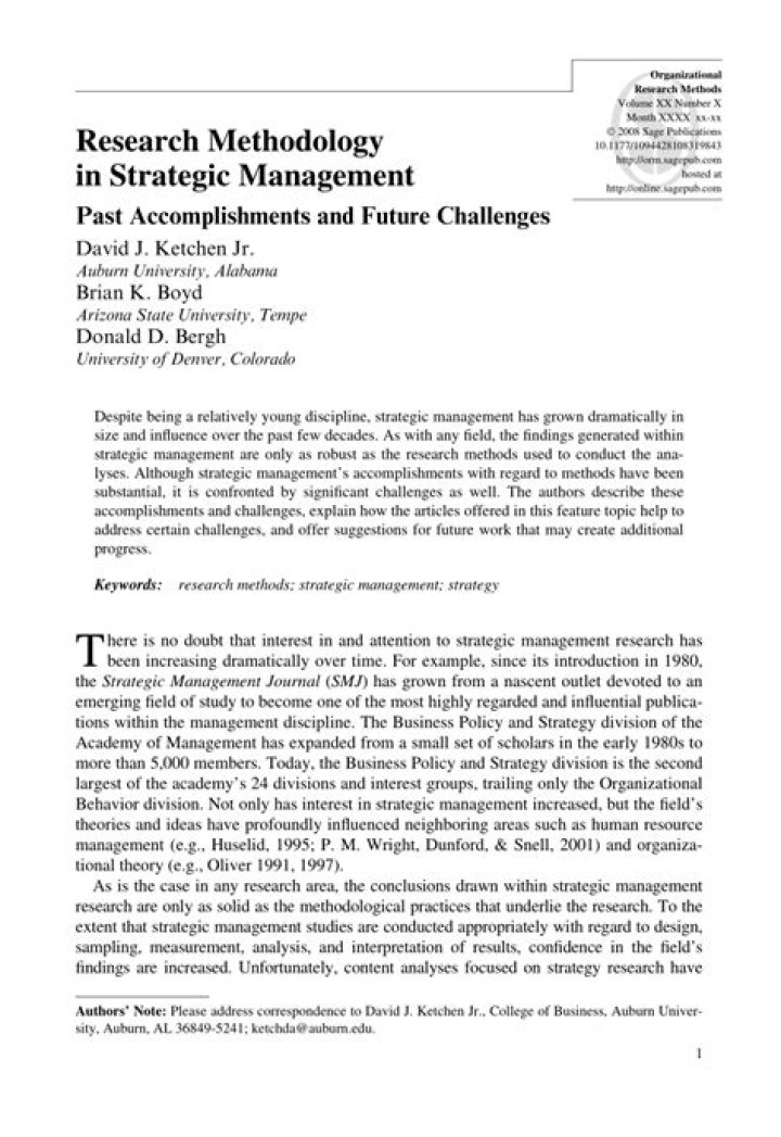 Strategic Management Research Paper PDF: Advanced Insights for Academic Success