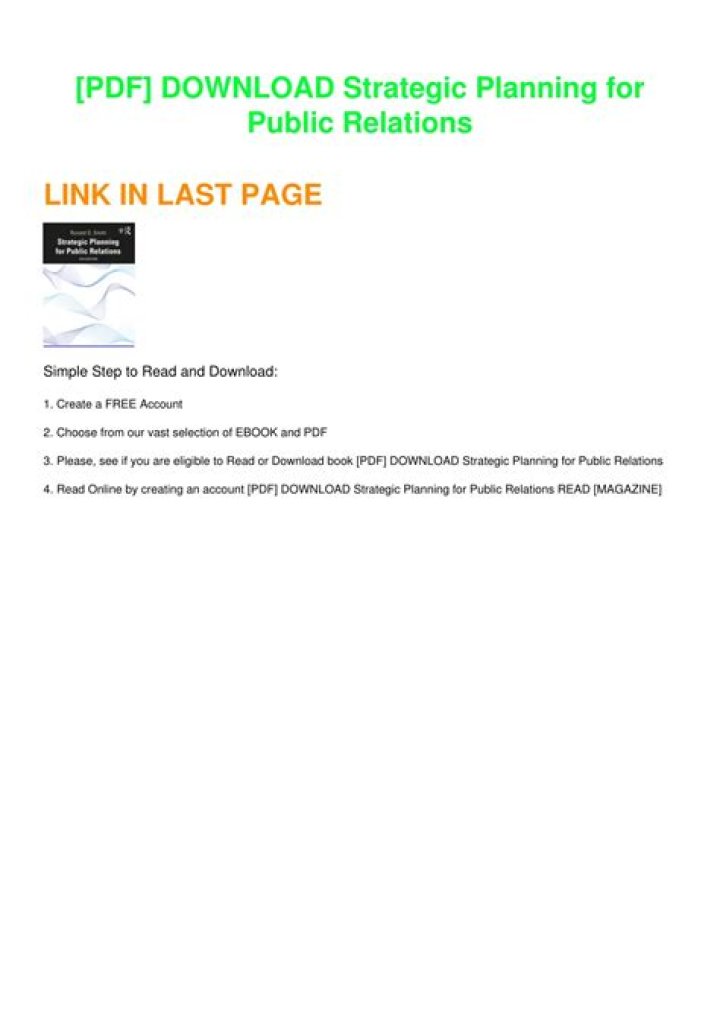 Strategic Planning for Public Relations: Essential PDF Guide
