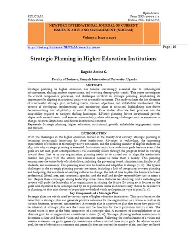 Strategic Planning in Higher Education: A Comprehensive PDF Guide