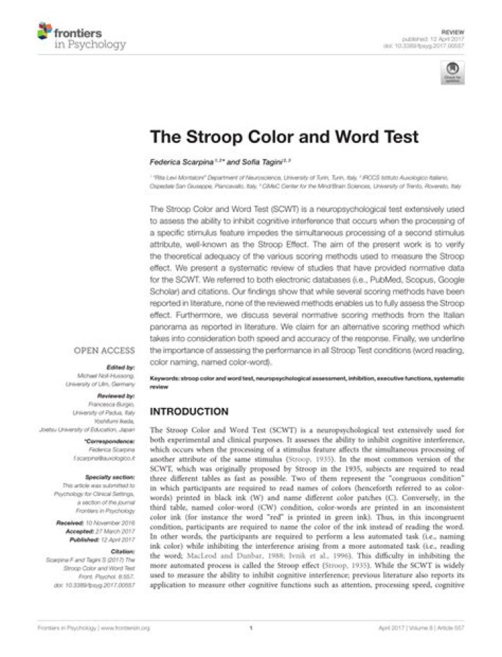 Adult Stroop Color and Word Test PDF – Advanced Cognitive Assessment