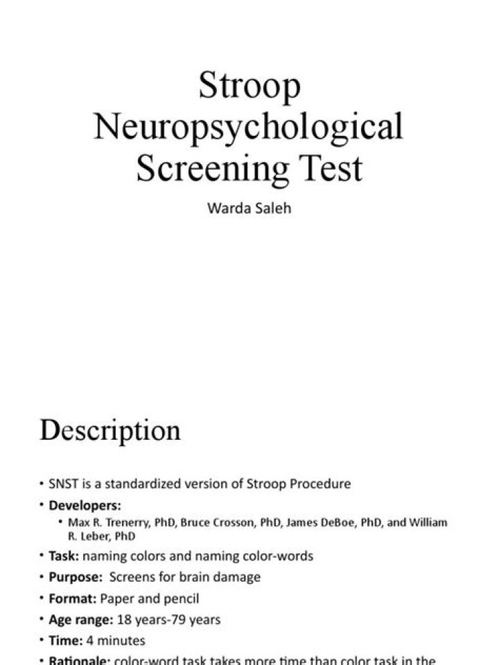 Stroop Neuropsychological Screening Test PDF: Complete Assessment Guide