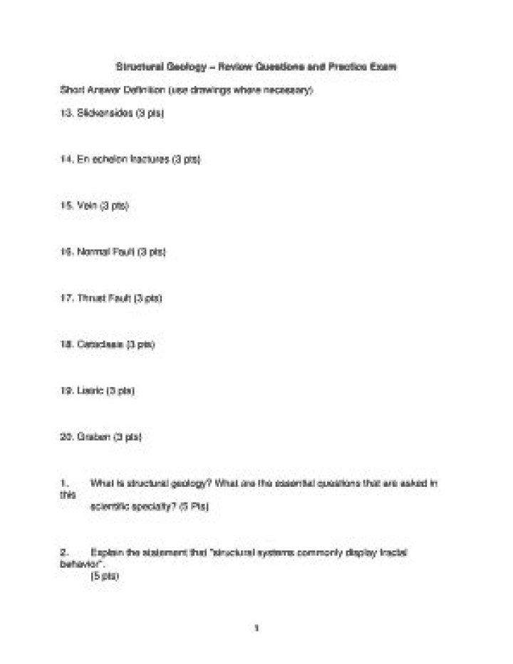 Structural Geology Questions and Answers PDF Guide