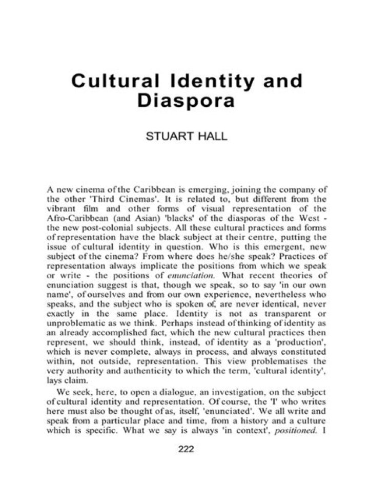 Stuart Hall on the Question of Cultural Identity – A Critical PDF Analysis