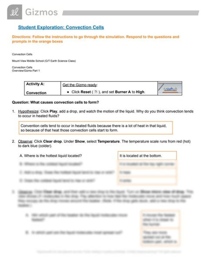 Student Exploration Convection Cells Answer Key PDF – Instant Download