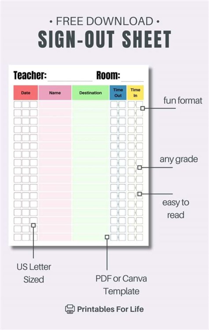 Student Sign Out Sheet PDF: Download and Print
