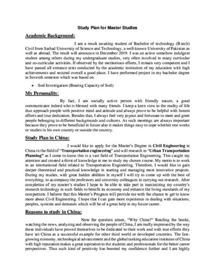 Master’s Study Plan Sample PDF – Effective Study Schedule & Tips