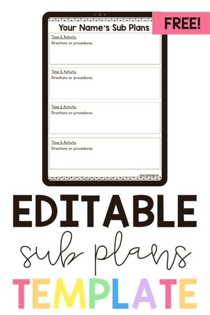 Free Sub Plans Template PDF for Businesses & Home Use
