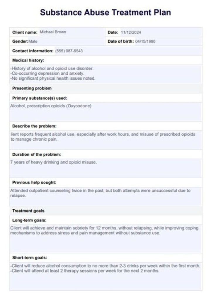 Comprehensive Substance Abuse Treatment Plan PDF for Recovery