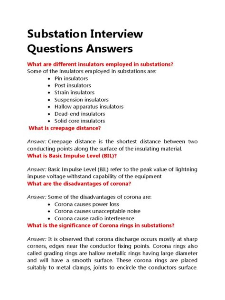 Top Substation Interview Questions and Answers PDF – Download Now