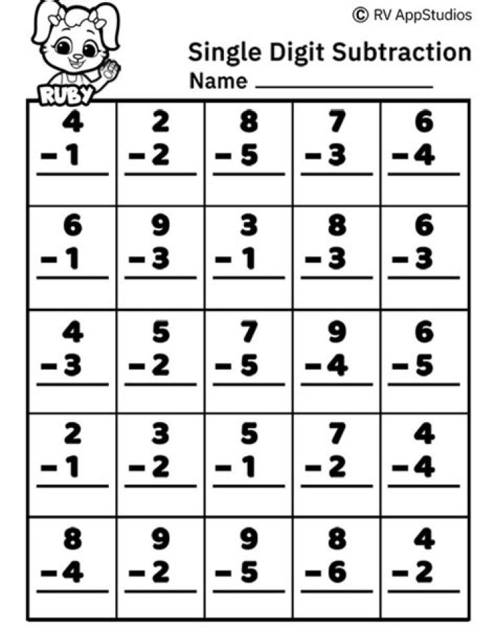 Free Subtraction Kindergarten Worksheets PDF for Easy Learning