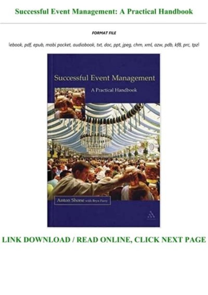 Successful Event Management: A Practical Handbook PDF