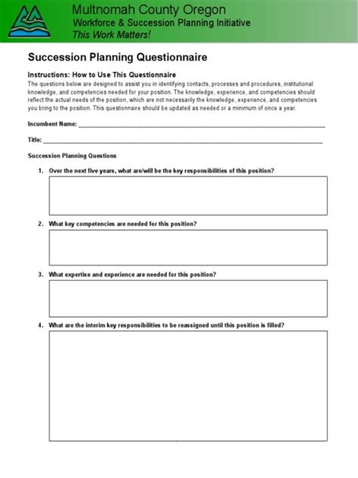 Succession Planning Questionnaire PDF: Essential Template for Leadership Transition