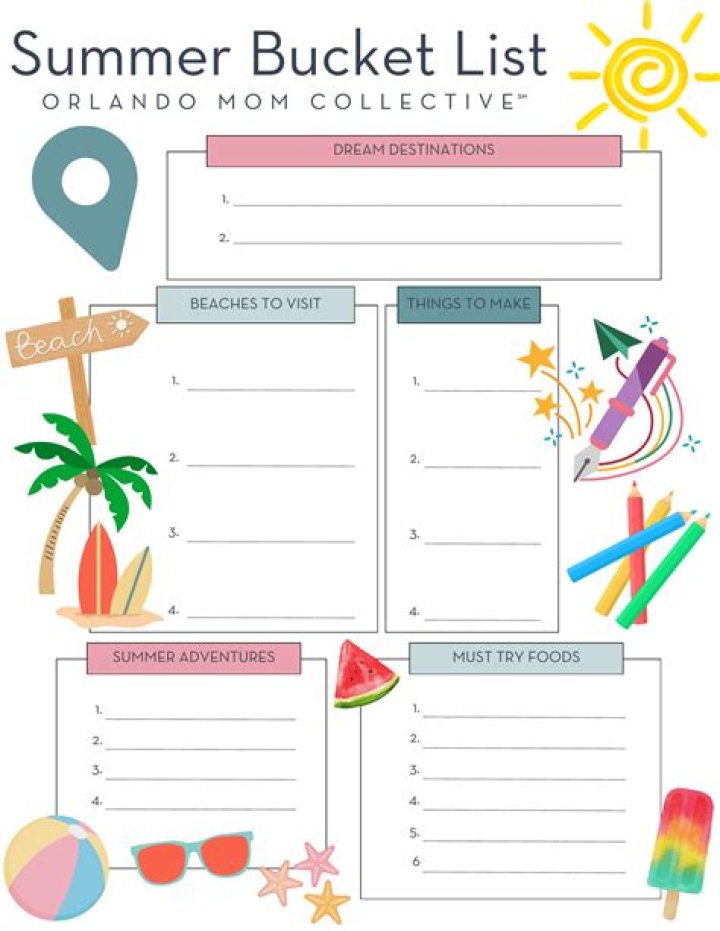 Summer Bucket List Template PDF – Print & Check Off Your Dreams